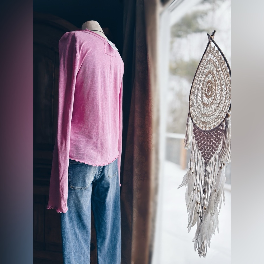 We The Free Long Sleeve Baby Tee | XL NWT Matte Bubble Gum Pink - Picture 9 of 9
